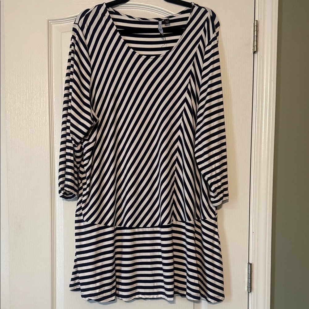 Dennis by Dennis Basso Striped Navy and White Dress Women’s Size 3X